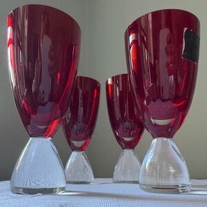 Royal Doulton 4 ruby red crystal shot/ sherry glasses. Circa 2005